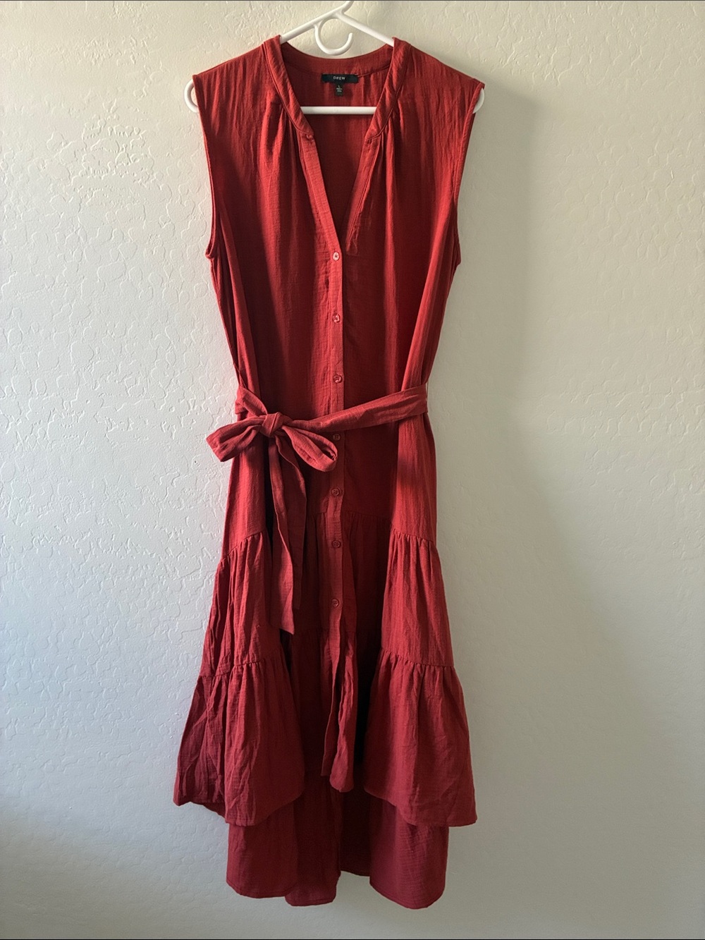 Drew Anthropologie 100% Cotton Sleeveless Button-Front High-Low Dress Size Large